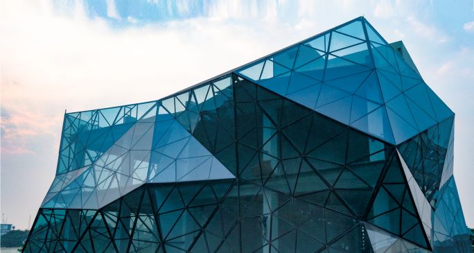 blue crystal-Modern Glass Facade Designs